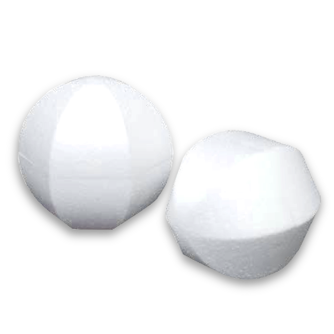 Boule de polystyrène hexagonale 80mm 23g/l blanc
